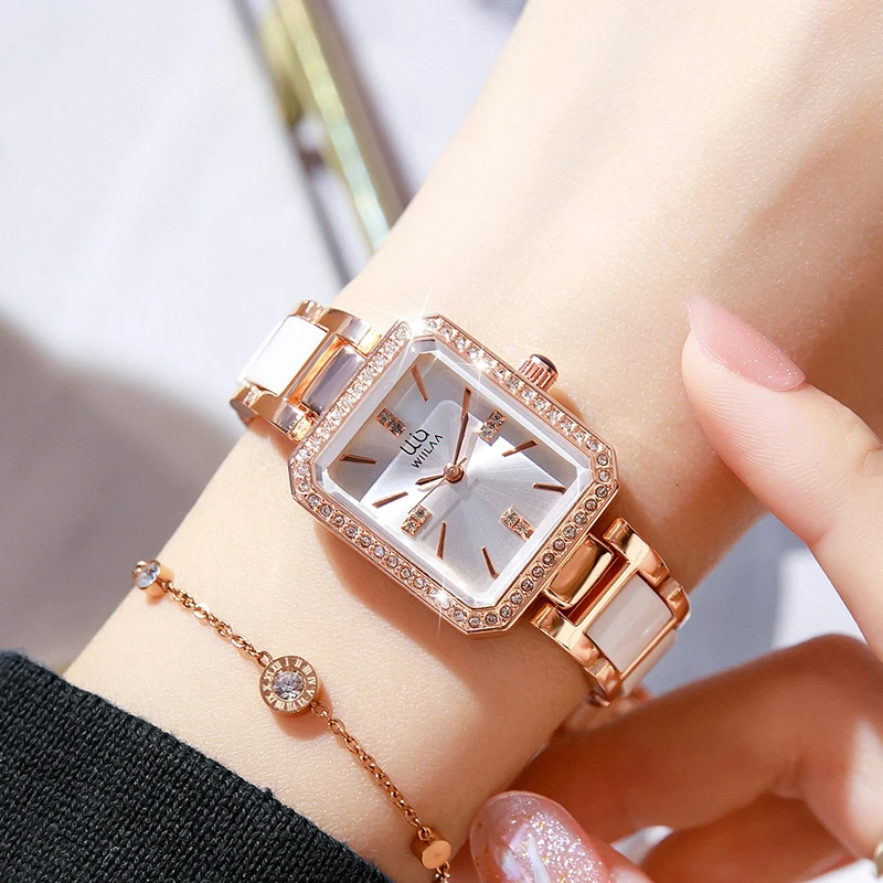 WIILAA Ladies Watches Fashion Casual Waterproof Square Creative Steel Bracelet Wristwatch Women Dress Small Watch Montre Femme