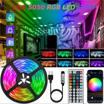 유연한 LED 스트립 조명, USB RGB 5050 테이프, 와이파이 블루투스 리본, TV 백라이트, 방 장식, 크리스마스, 1m, 5m, 10m, 15m, 20m