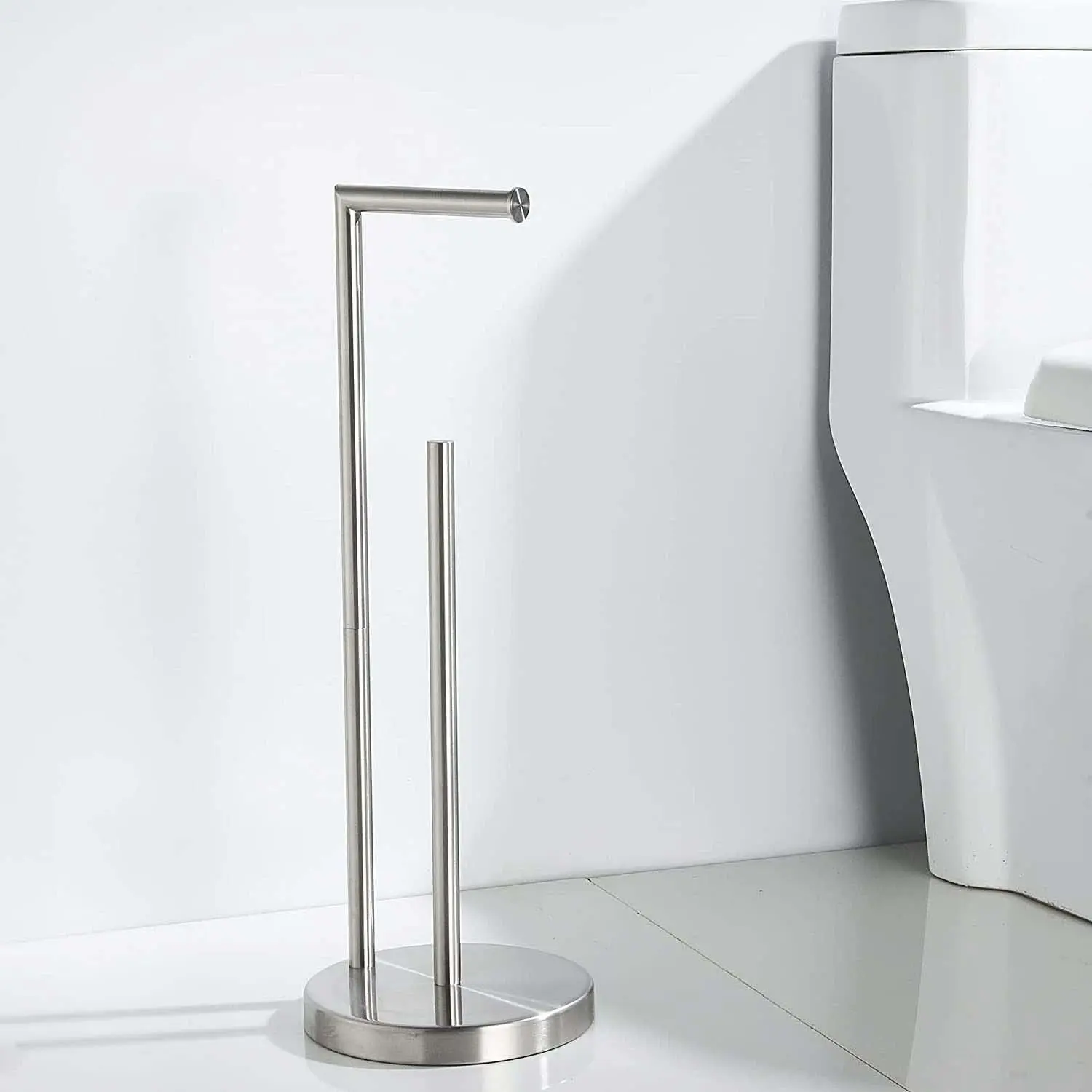 Free Standing Toilet Roll Holder with Heavy Base Stainless Steel Toilet Paper Holder Silver: 3 - 5 Days Free Delivery Only UK