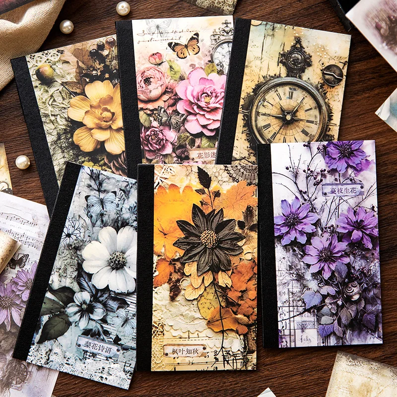 

40pcs/lot Memo Pads Material Paper floating life and flowers Junk Journal Paper diary Scrapbooking Background Paper