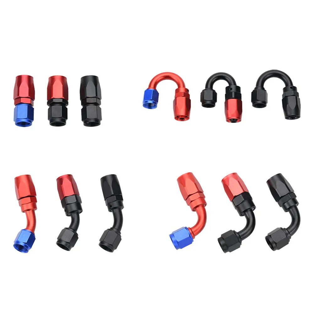 Universal Swivel Hose End Fittings AN4 AN6 AN8 AN10 AN12 Straight 45 90 180 Degree For Oil Fuel Kits CPE Hose Adaptor
