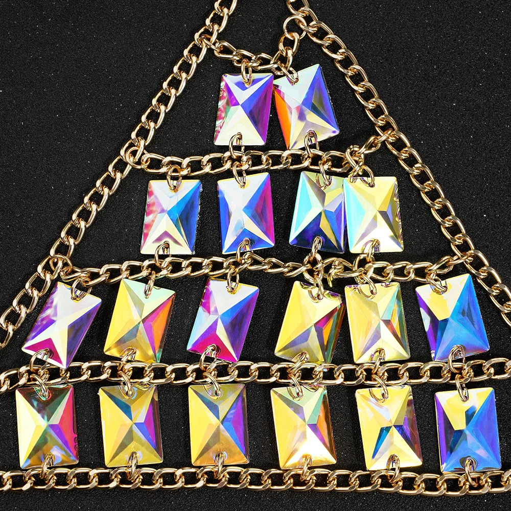 New Women Body Jewelry Chains Crystal Halter Bra Chain With   Waist Chain Beach Bikini Set Tassel Body Jewelry Accessories Party