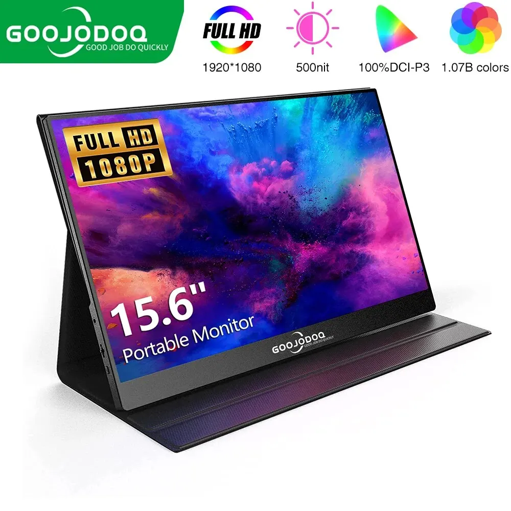 Goojodoq Gj20 Monitor Portatile 15.6 "Ips Hdr 1920 X1080 Fhd Gaming Monitor Esterno Per Laptop Pc Phone Mac Xbox Ps5/Ps4 Switch