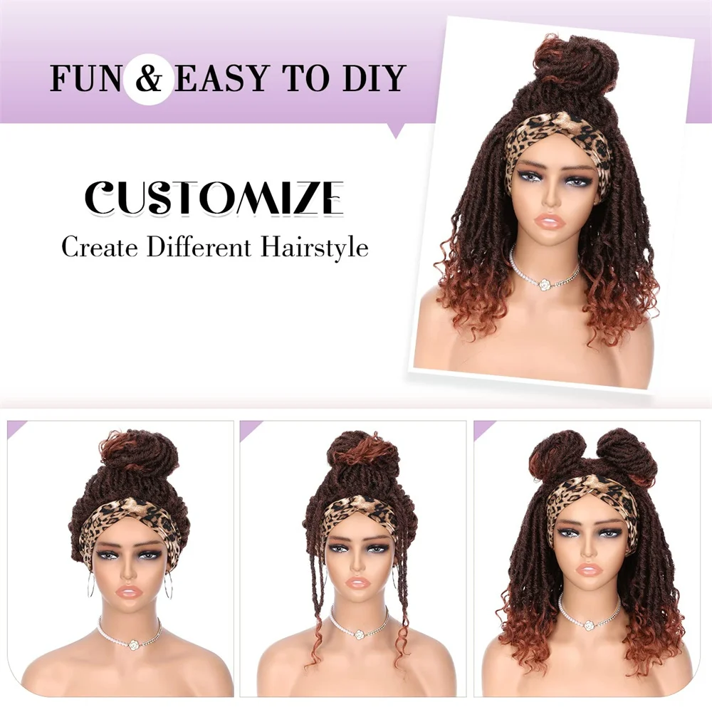 Dreadlocks Headband Wig Synthetic Braided Lce Silk Hairband Wig For Black Women Crochet Hair Tail Curl Dirty Braid Daily Use