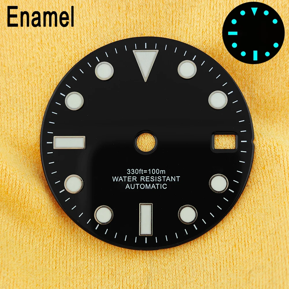 Enhanced Blue Luminous Watch Dial with Calendar - 28.5mm for Face Modification Parts