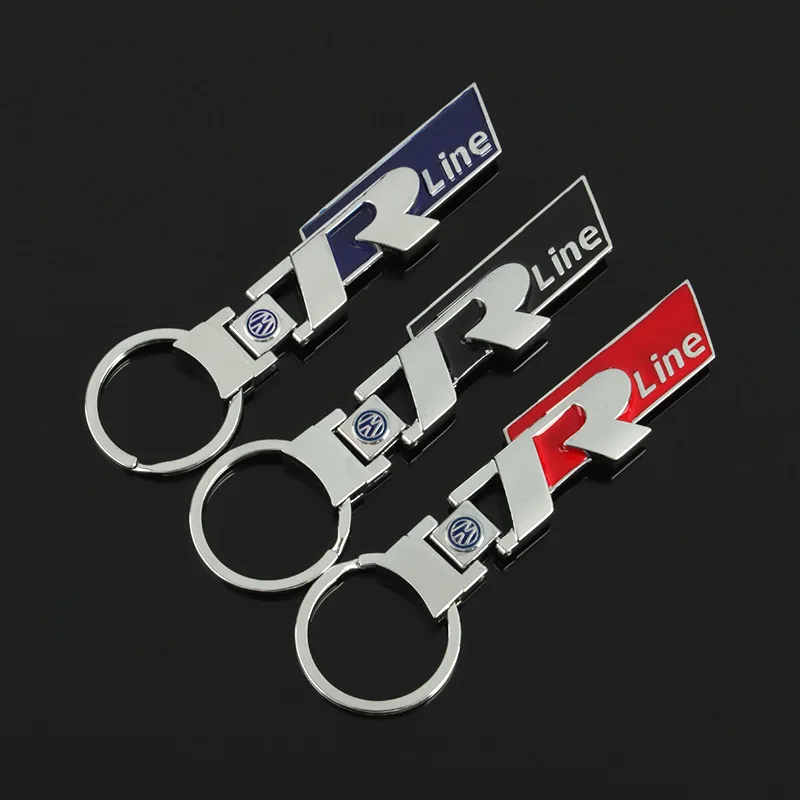 Porte-clés de voiture en métal avec pendentif logo Rline R Line