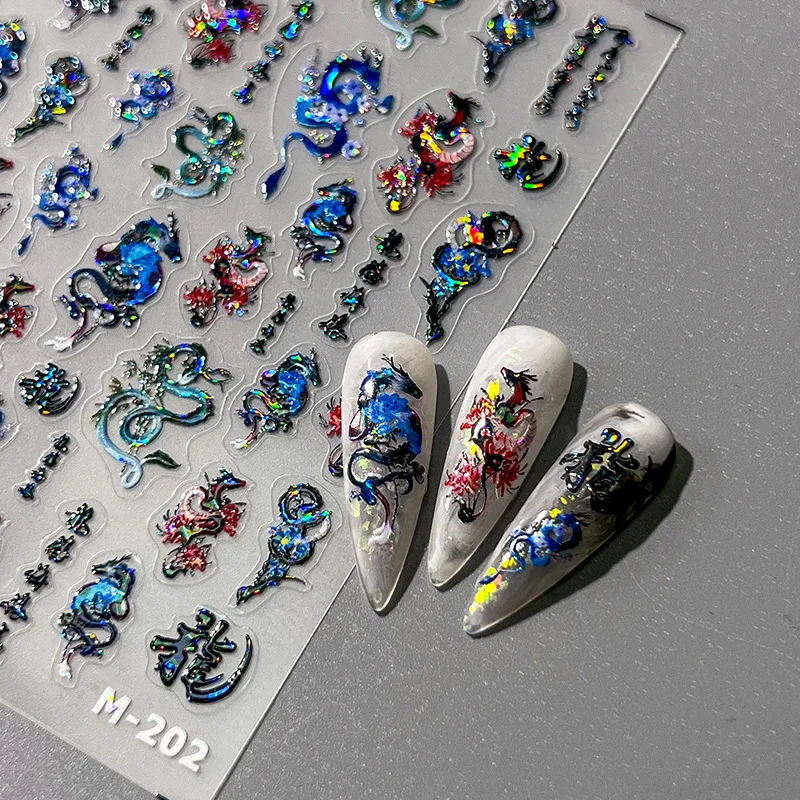 

[Meow.Sensei] 5d Thin and Tough Three-Dimensional New Dragon Year Nail Stickers Adhesive Finger Jelly Nail Sticker Ornament M-20