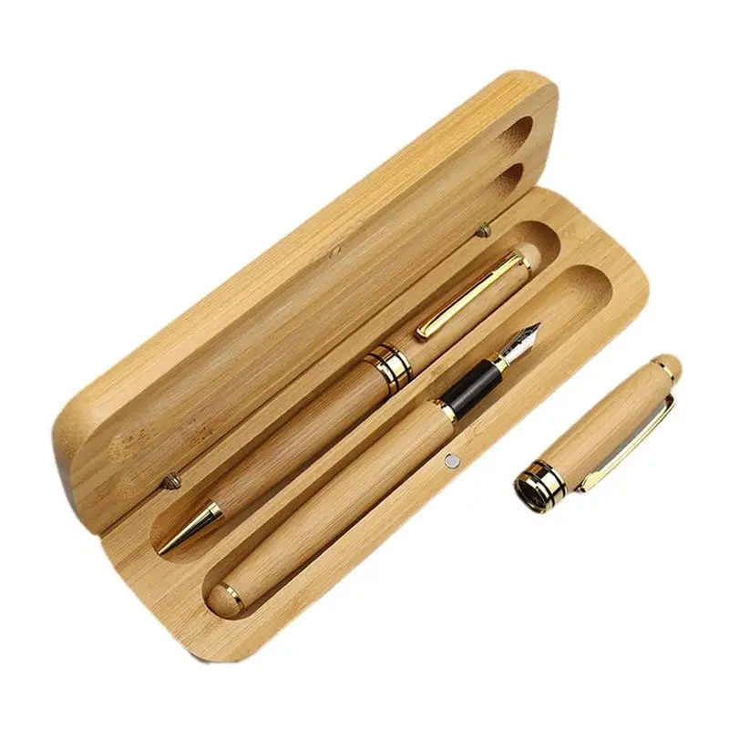 Bamboo Box Pens Nature Bamboo Wood Fountain Pen with Storage Case Calligraphy Writing Supplies Stationery Office School Supplies nike flex plus 2 next nature grade school dv8999 003