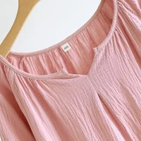 2026 New Spring and Autumn Women's Sleeping Skirt 100% Cotton Crepe Colorful Sleeping Skirt Large Loose Home Skirt Nightgown - Image 5