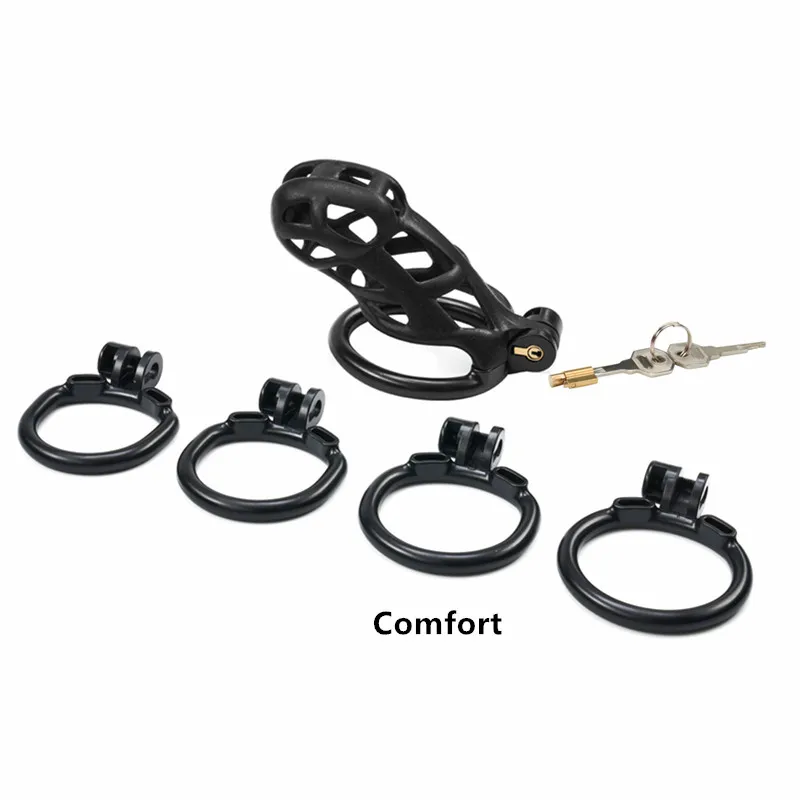 New Upgrade Male Chastity Device With 4 Penis Rings Resin Cobra Cock Cage Chastity Belt Penis Lock Sex Toys For Men penis chastity cage chastity lock sex toy chastity cage accessory penis cock ring