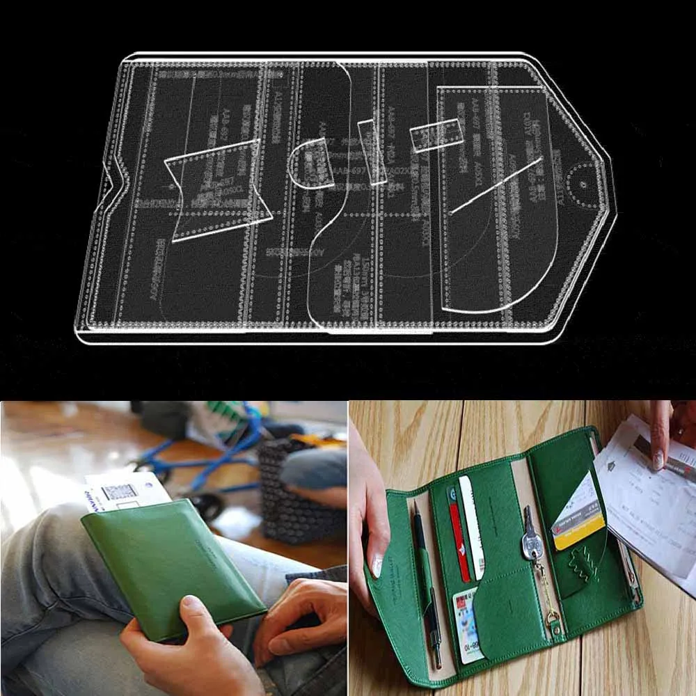 

Leather Bag Pattern Making with Kraft Paper and Acrylic Templates for Passport bag, travel bag, ticket holder