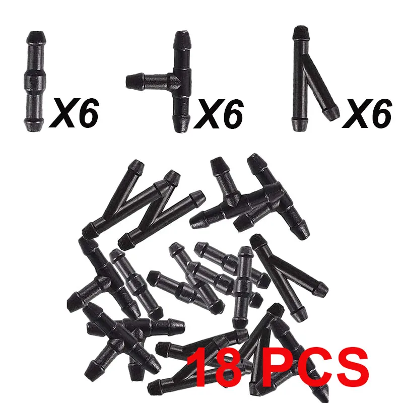 18PCS Windscreen Washer Joiner Pipe Connector T Piece Straight 3 Way Y