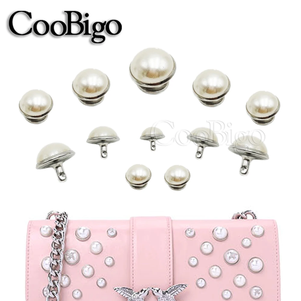 100x Double Cap Rivets Spike Imitation Pearl Studs Leathercraft Clothes Apparel Belt Shoes Bag DIY Decor Accessories 6 8 10mm