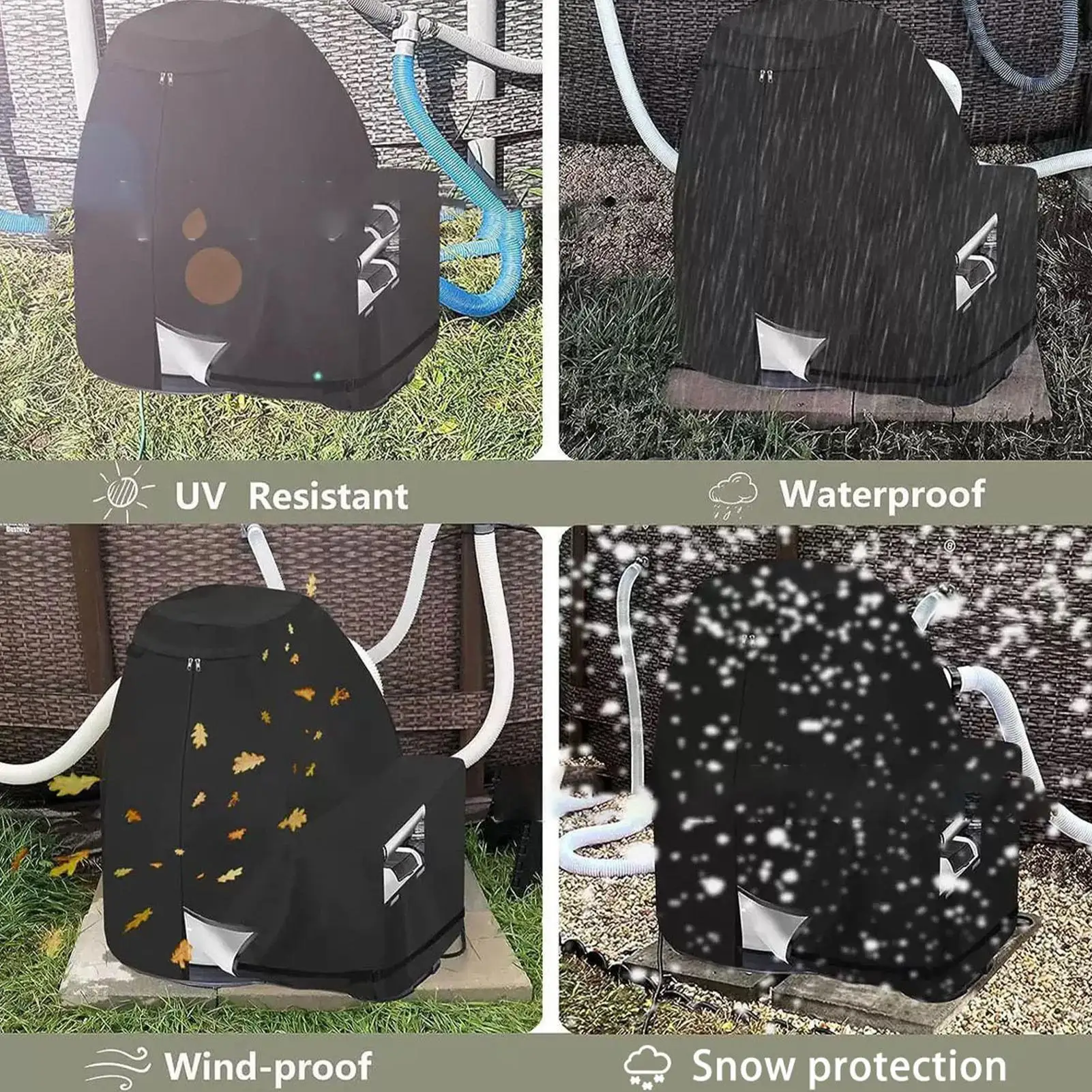 Sand Filter Pump Cover Waterproof Anti-UV Sand Filter Cover Oxford Fabric Sand Pool Pump Cover UV Resistant Zipper Design