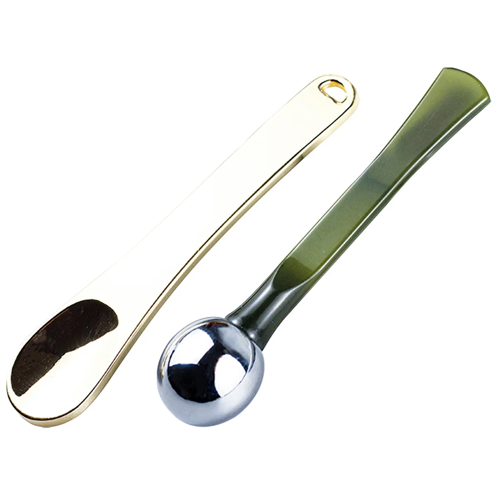 

2 Pcs Facial Mask Eye Cream Beauty Spatula Metal Spatulas Mini Reusable