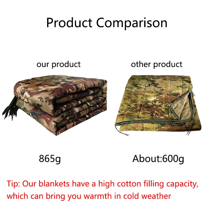 Tactical Sleeping Bag with Zipper, Blanket with Compression Bag, for Hiking, Outdoor Survival, Camping,Army Poncho Liner