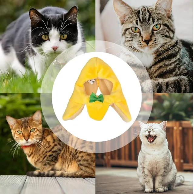 Fashion Pet Headwear Cute Banana Shape Hat With Bow Soft Comfortable Pet Headpiece Pet Cat Clothing Accessories Pet Supplies 2