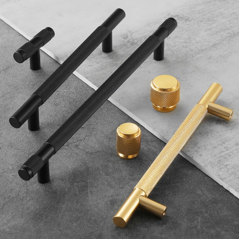 Modern gold black color matching light luxury Nordic extended wardrobe door handle drawer high-end cabinet aluminum alloy small