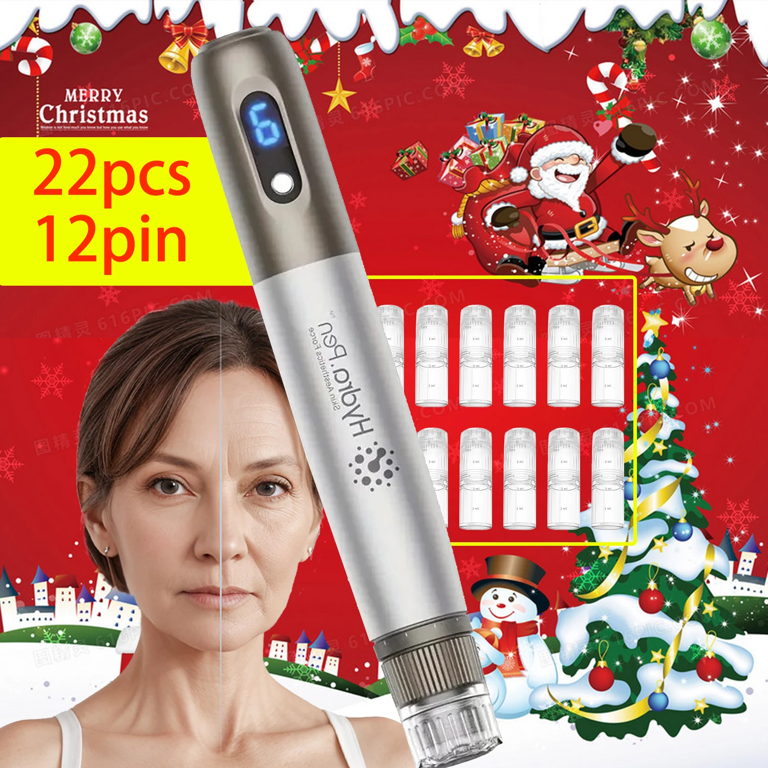 Dr.Pen Hydra.PenH 3 stylo Microneedling avec 22 cartouches, Micro aiguillage professionnel authentique pour la croissance des cheveux du visage et du corps, beauté