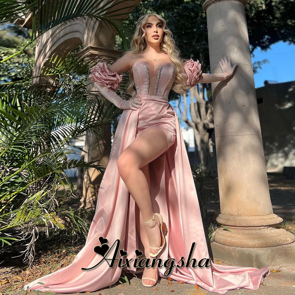 

Aixiangsha Exquisite Celebrity Dresses for Women Mermaid Slit Sweetheart Satin Evening Dress Vestidos De Gala Personalised