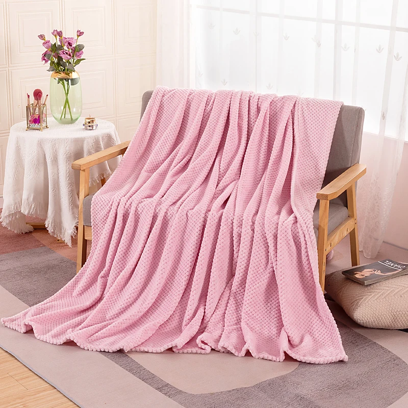 Solid Colour Pineapple Fleece Coral Air Conditioning Blanket Napping Q [正規販売店]
