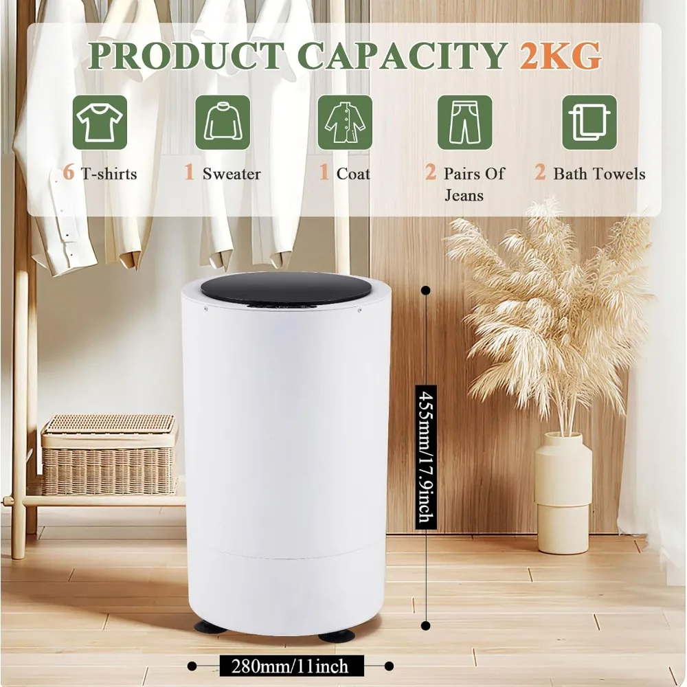 Electric Clothes Spin Dryer, Portable Mini Dryer, 110V Compact Spin Dryer Laundry Dryer for Apartment, School, Dorm, RV, Camping 2