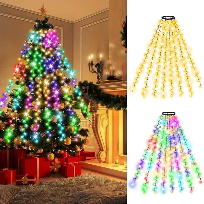 New Christmas Tree Lights 9.84FT 400 LED Cluster Lights String Fairy Light With Remote Christmas Lights With Ring For Tree Decor natural aura crystal cluster rough irregular electroplating titanium coating rock quartz cluster with stand room decor ornaments