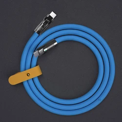 High - Speed 120W Type - C Silicone Charging Cable with 180° Rotating Elbow (1M/2M) - 1m (Blue)