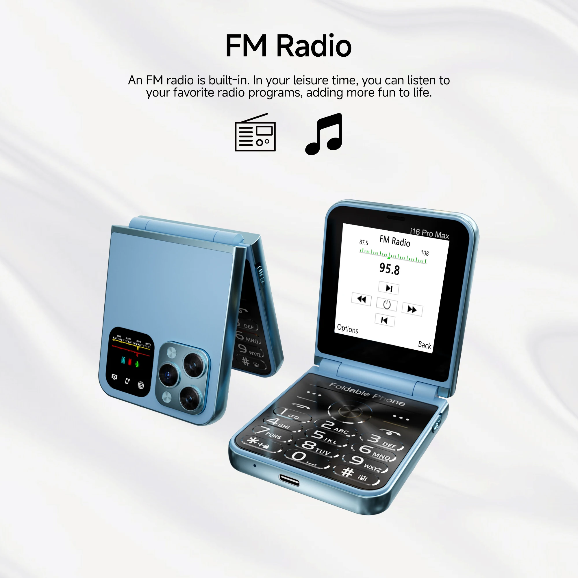 SERVO i16 Pro Max Flip Mobile Phone Four SIM Standby Magic Voice Call Recording Flashlight FM 2G GSM Foldable Cellphones Type-C