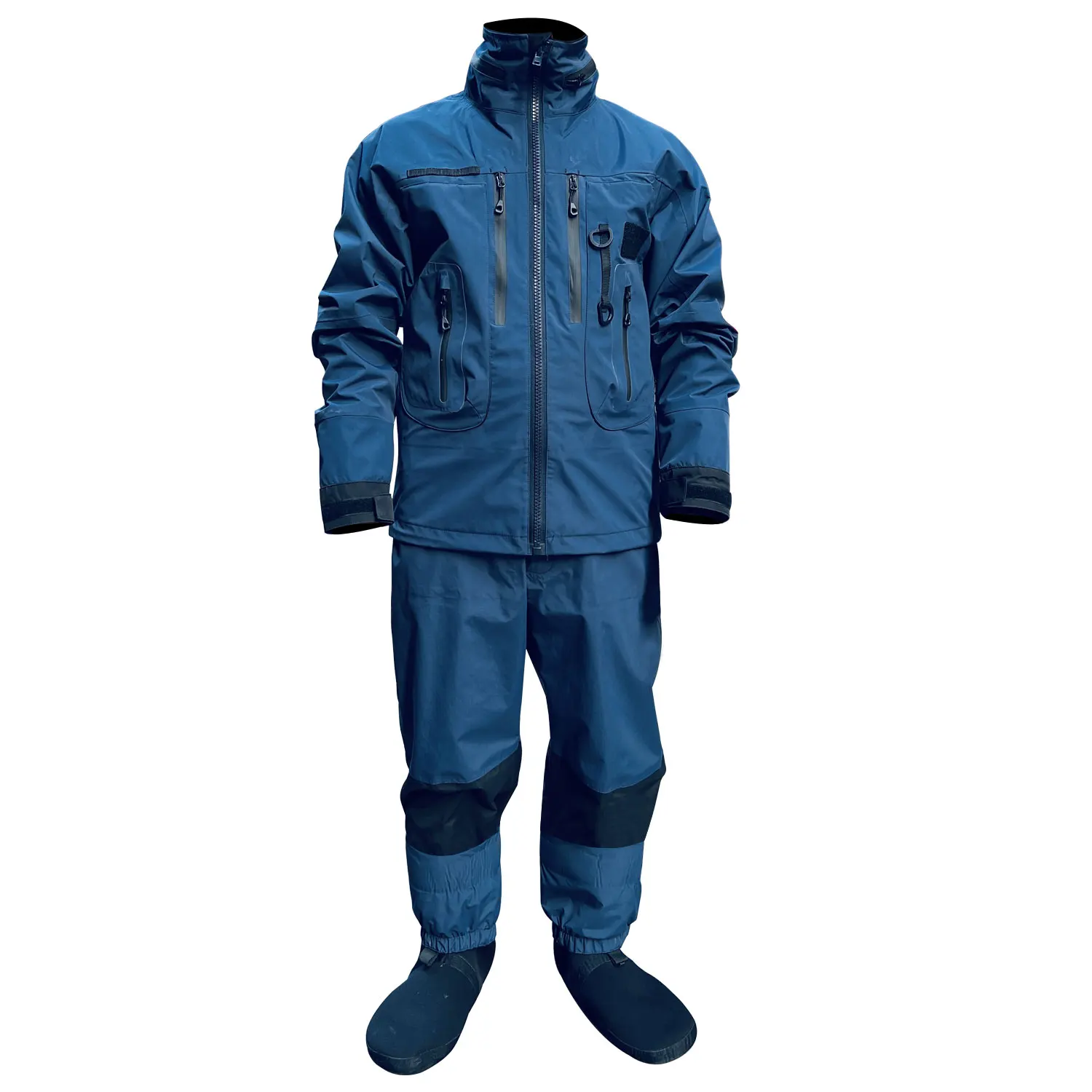 Waterproof Fishing Rain Suit Set Insulated Waist Wader and Hooded Wading Jacket Winter Sailing
