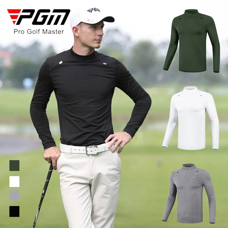 PGM Autumn Men Keep Warm Underwear Male Stand Collar Long Sleeve Golf Tops Men Fleece Thicken Bottoming Shirts Golf Sport Shirt