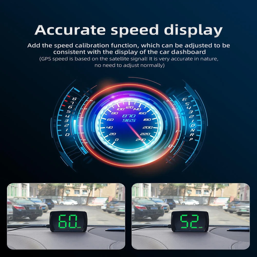 Car HUD Display Universal GPS Hud Digital Speedometer Big Font Speed Meter KMH for All Car Truck Plug and Play Auto Part
