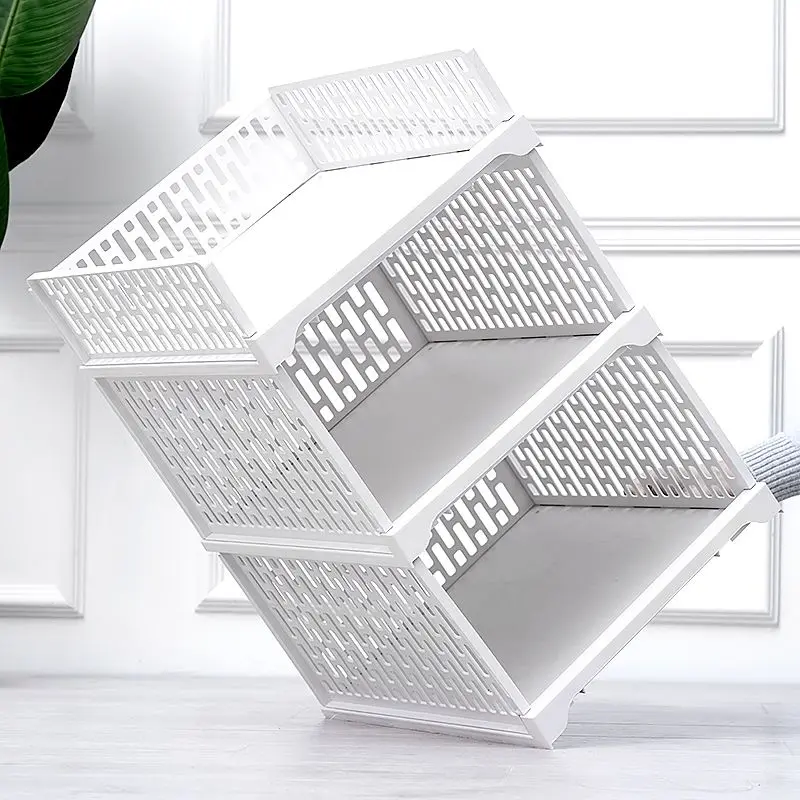 Stackable Wardrobe Drawer Cabinet Organizer Drawer Clothes Closet Storage Box Shelves Plastic Layered Partitions Storage Rack
