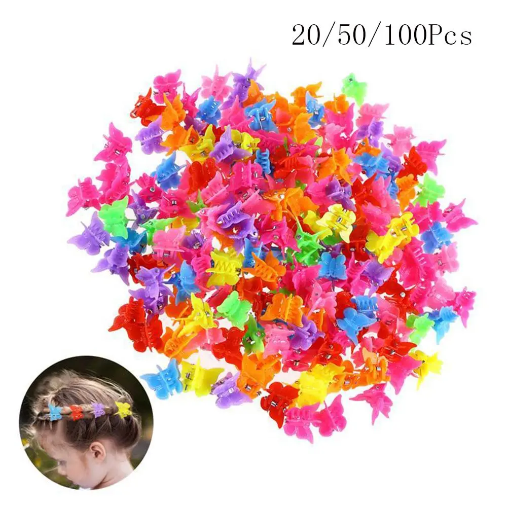 

Hair Accessories Plastic Children Mixed Color 20/50/100Pcs Hairpin Headwear Butterfly Hair Clips Claw Clips