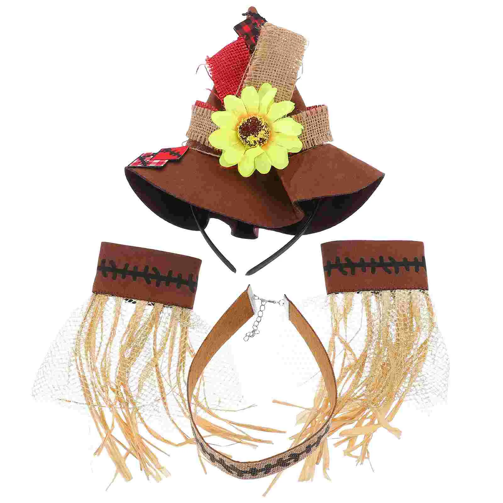4 Pcs Necklace Cosplay Straw Decoration Adornment Halloween Costume Headgear Party Props Kit Baby