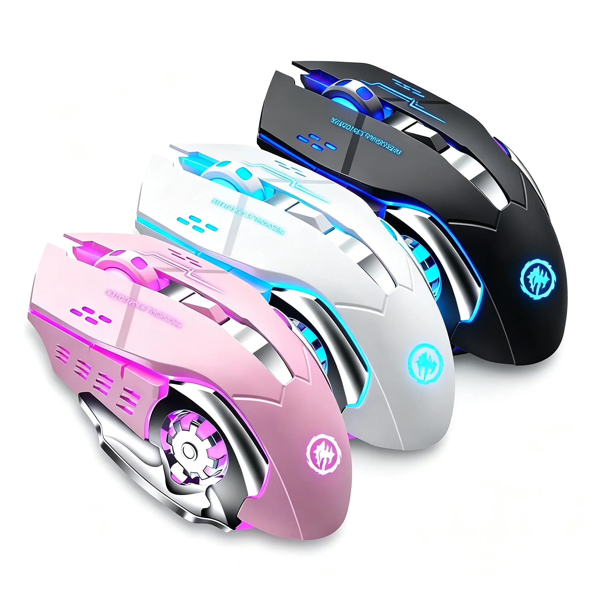 Ratón inalámbrico Bluetooth recargable portátil, ratón luminoso silencioso para juegos, ratón ergonómico para juegos de oficina, para PC, portátil y ordenador