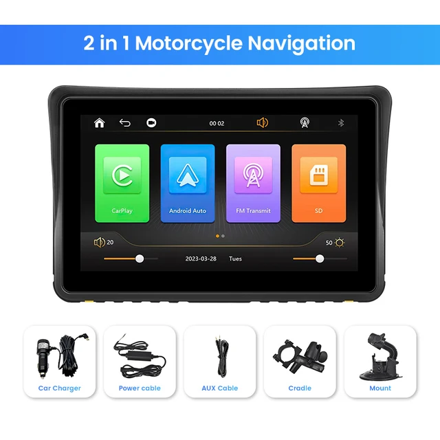 Motorcycle CarPlay Monitor IPX6 7 inch Touch Moto Navigator External  Wireless Monitor Support Android Auto Support Car Audio - AliExpress