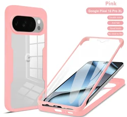 360 Double Sided Full Protection Slim Clear Phone Case - Pixel 10A (Pink)