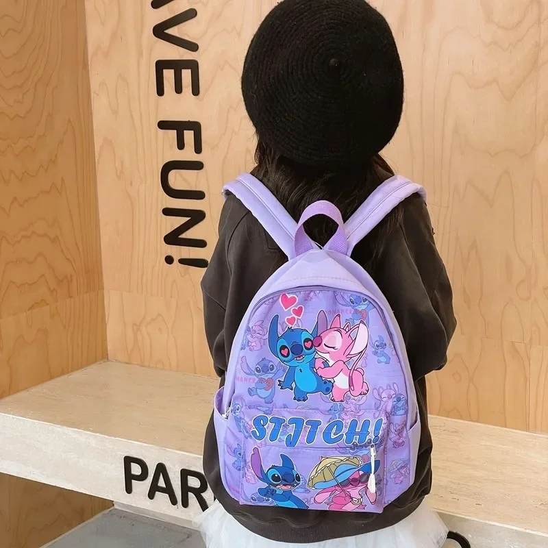 Stitch Print Backpack, Nylon Daypack, Kids And Girls College Style Schoolbag, Ideal Gift for School, Travel, Daily Commuting 4