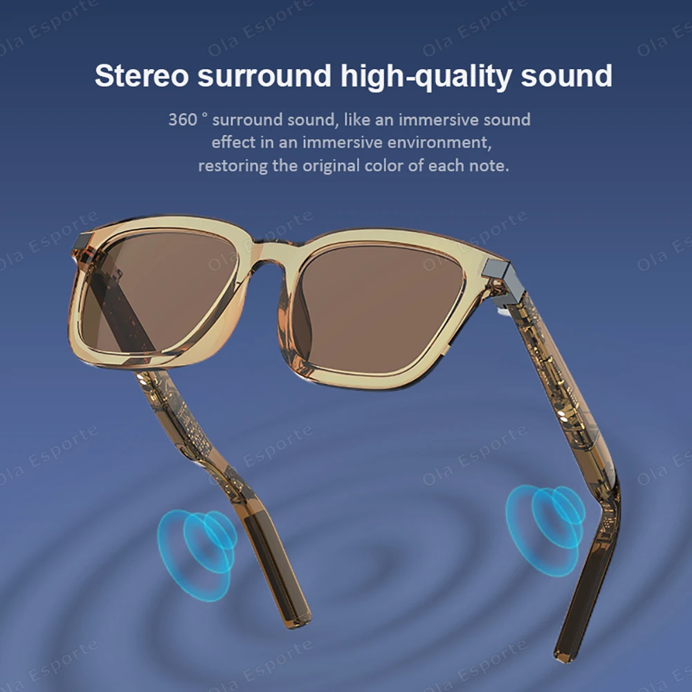 Outdoor Smart Glasses Polarized Sunglasses Bluetooth Call Music glasses IPX4 Waterproof Control camera Ear Headphones Women Men