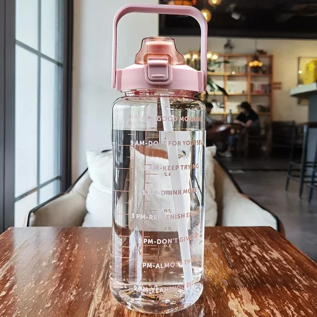 2 Liters Plastic Kettle Large Portable Travel Water Bottle with Straw Sports Fitness Cup High Value Big Fat Cup Adult Universal 2 Liters Plastic Kettle Large Portable Travel Water Bottle with Straw Sports Fitness Cup High Value Big Fat Cup Adult Universal
