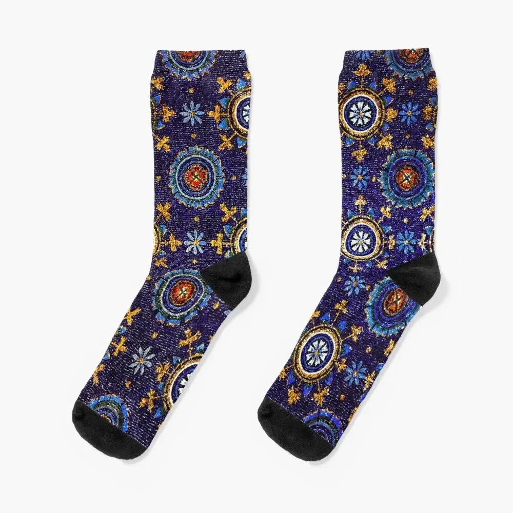 

RAVENNA BYZANTINE MOSAICS,STARS,BLUE STARRY NIGHT Socks happy christmass gift Socks Man Women's