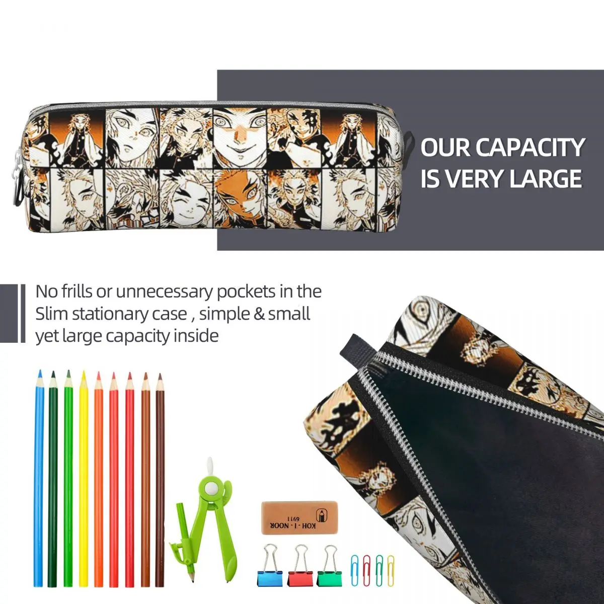 Rengoku Kyoujurou Demon Slayers Pencil Case Anime Comic Pen Bags Student Large Storage School Supplies Gift Pencilcases