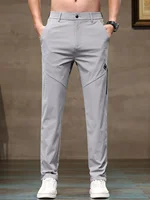 Men's Ice Silk Casual Pants Summer Thin Straight Leg Slim Fit Elastic Loose Sports Faionable Long Trousers Busin