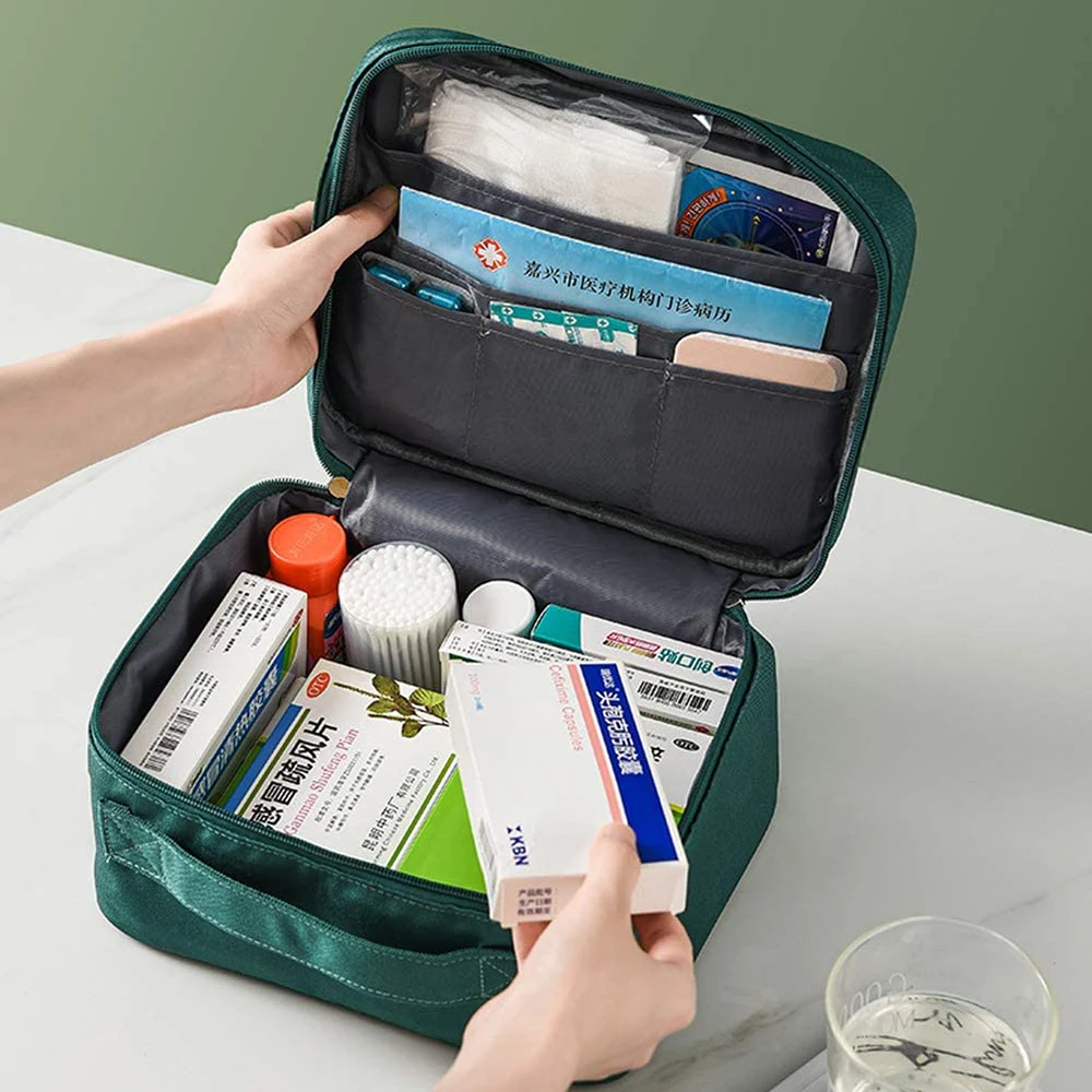 First Aid Kit Bag Organizer Empty Travel Medication Pouch Storage