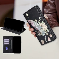 Elegant Butterfly Painting Flip Phone Case - Stylish Protective Cover - Galaxy A37 (Black)