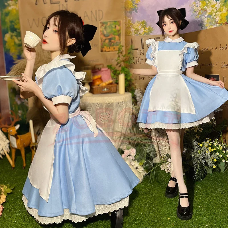 Lolita Dress Maid Apron Fantasia Carnival Halloween Costumes Women Masquerade Party Alice In Wonderland Cosplay Costume