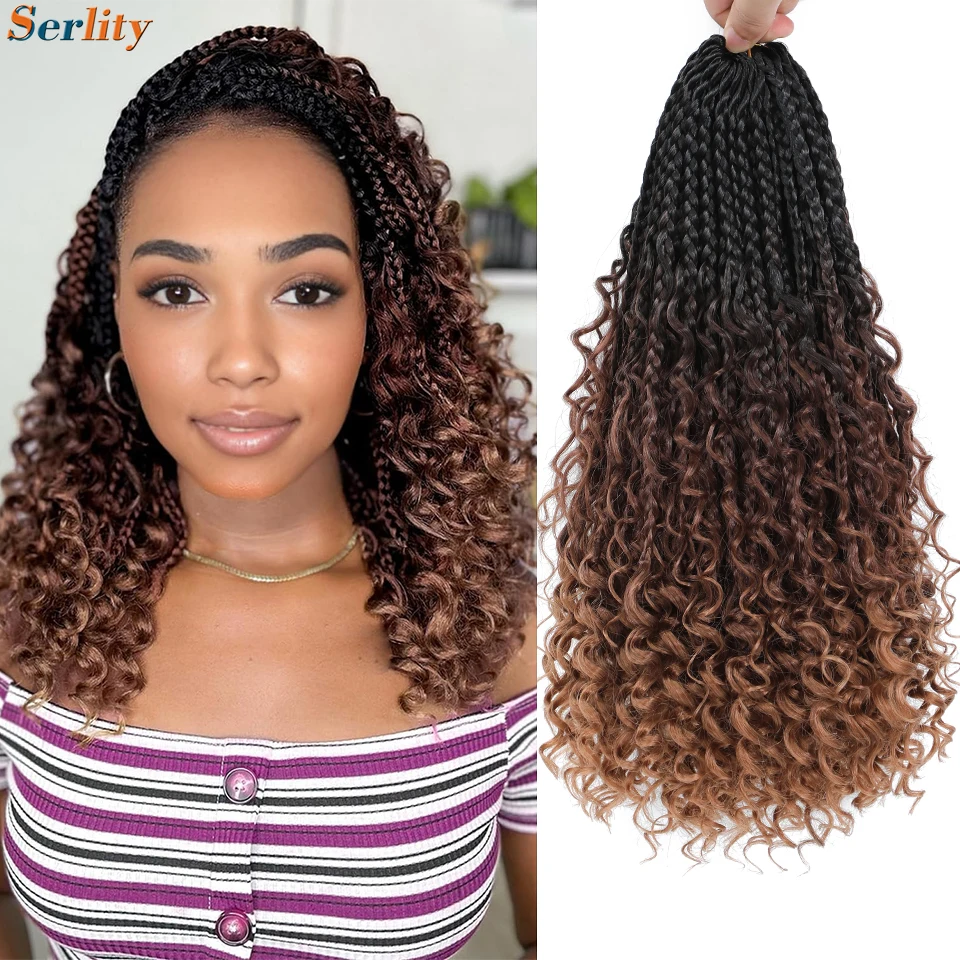 Short Box Braids Crochet Hair 14 Inch 1B 30 27 33 4 350 613 Blue Red Bug Pink Colors Ombre 3X Goddess Synthetic Box Braids Hair