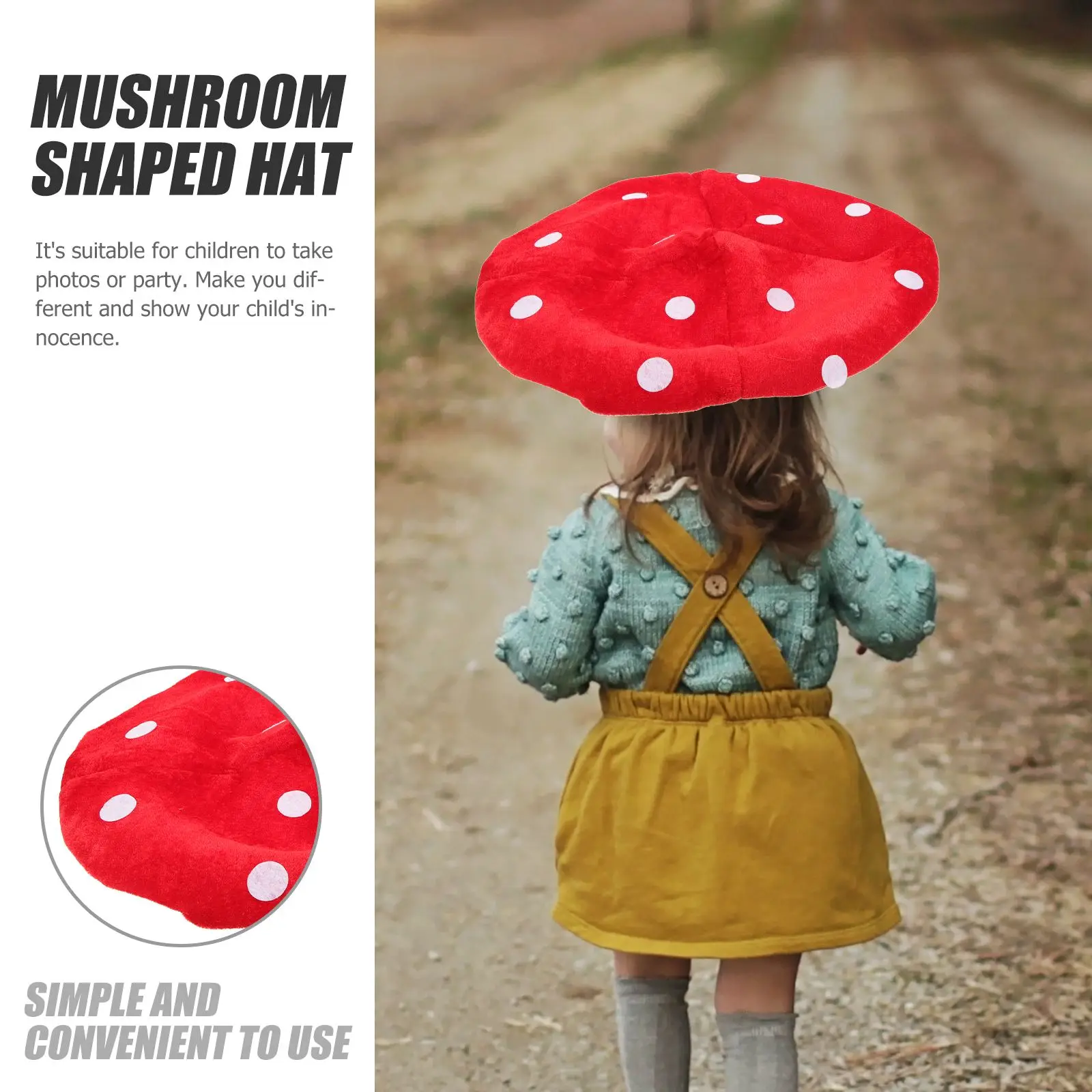 Red Mushroom Hat Toad Hat Funny Plush Mushroom BeretCap Kid Cute Headwear Stage performance Costume halloween Party Cosplay prop