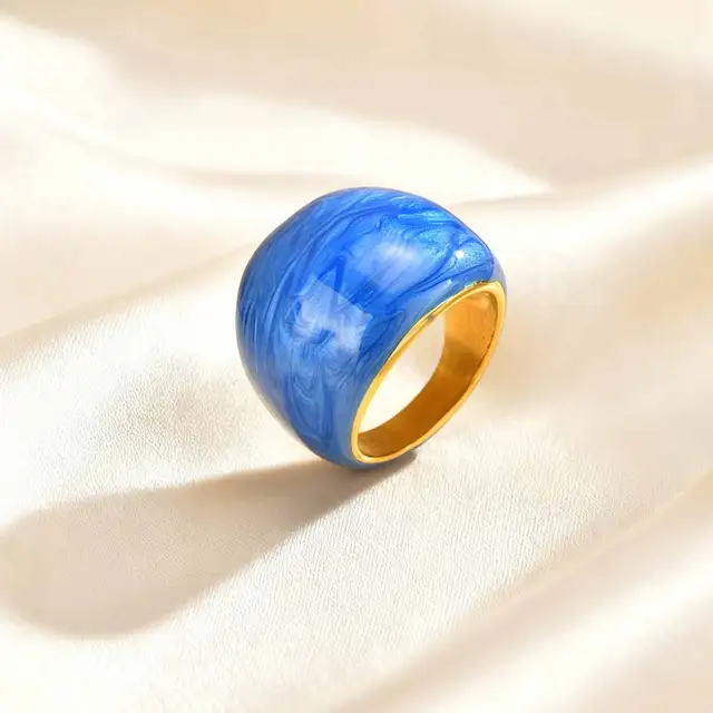 Bague géométrique à la mode pour femmes et filles, bagues incurvées en acier inoxydable bleu/vert/rose, bijoux esthétiques, cadeau féminin